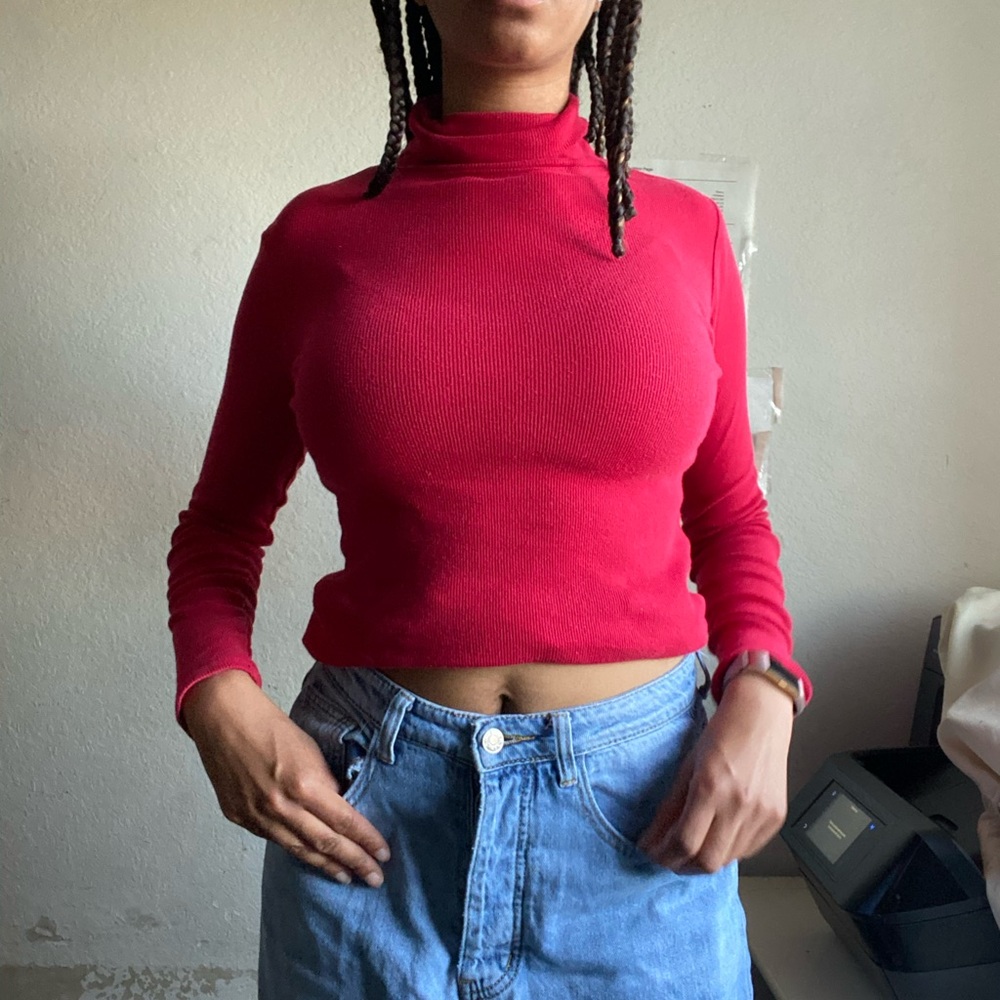 Vibrant red turtle neck